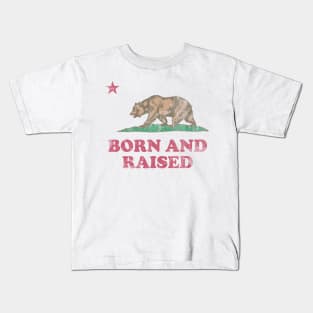 Born And Raised California Republic Flag Kids T-Shirt